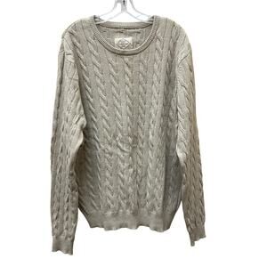Men's Cable Knit Pullover Sweater XL Old Money Preppy Oatmeal St John's Bay